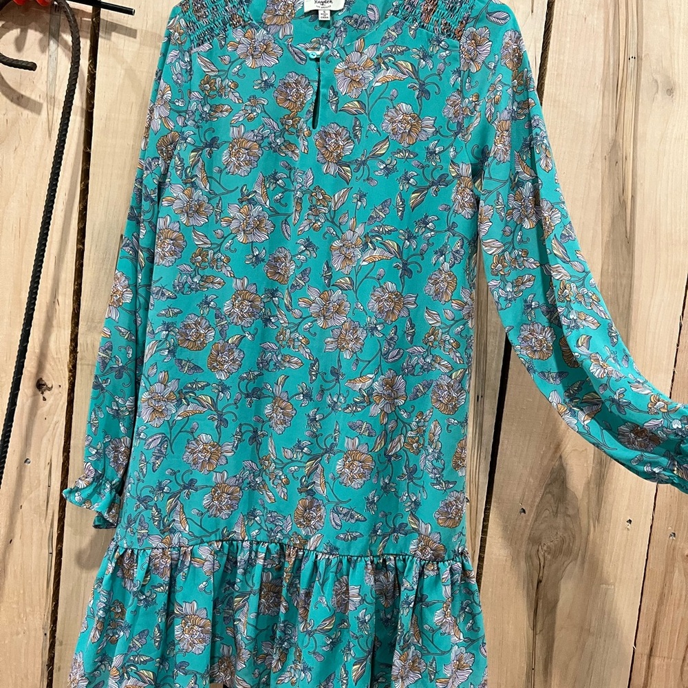 Hayden Blue Ruffled Tiered Sundress with Bishop Sleeves